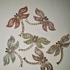 Stunning Vintage-Style Rhinestone Dragonfly Brooch Collection - Multi-Color Lot